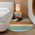 thumbnail image 3 of Farmhouse Teal Blue Brown Round Rug 3.3ft Washable Circle Entryway Rugs Non Slip Vintage Wooden Striped Area Rug Indoor Floor Carpet for Bedroom Kitchen Living Room Home Office Dining Room Nursery, 3 of 8