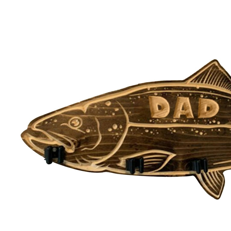 Cheer.US Fathers Day Wood Large Mouth Bass Fishing Rod Holder