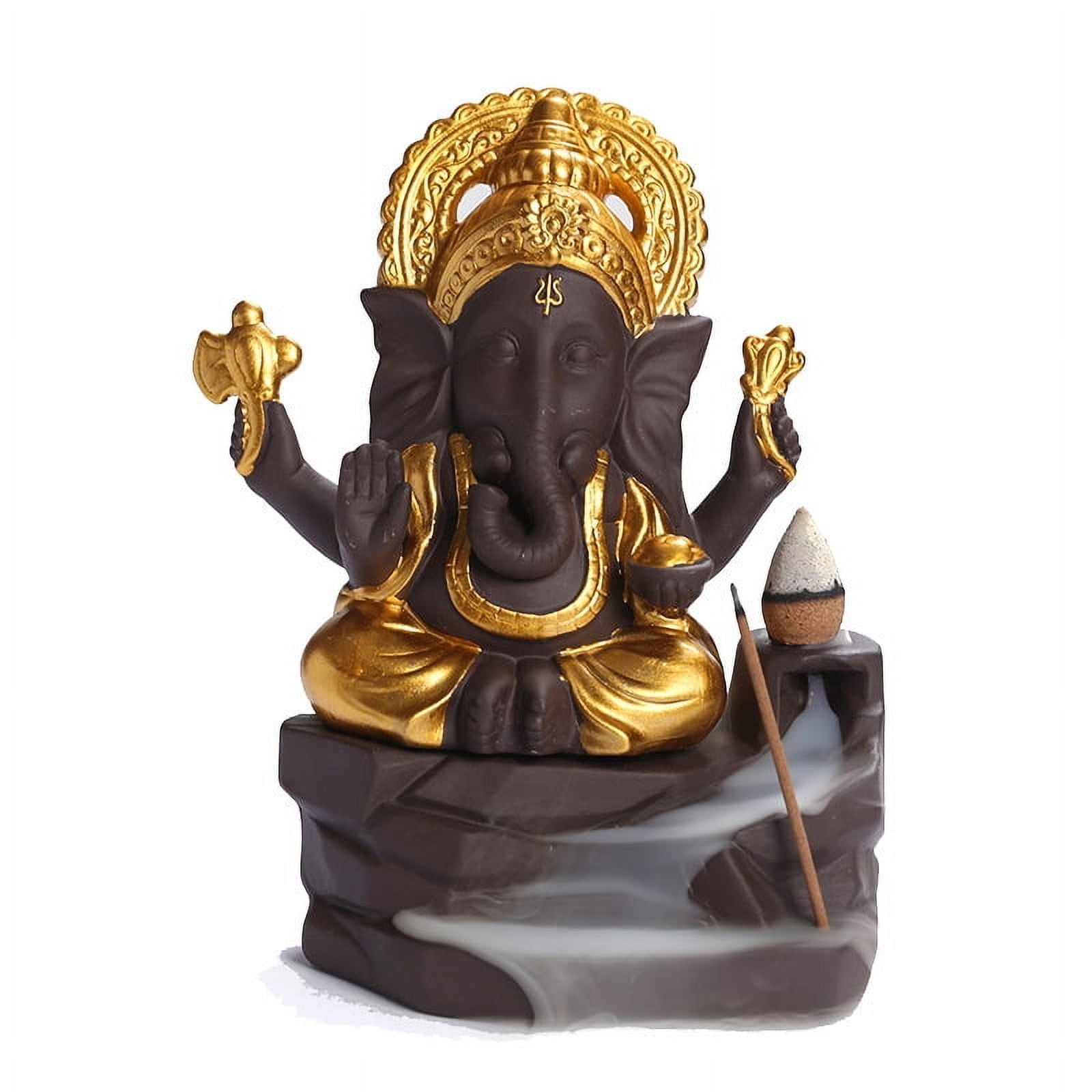 Creative Indian Elephant God Incense Burner Zen Buddha Incense Holder Smoke Waterfall Aromatherapy Censer Stove for Home Decorative