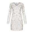 thumbnail image 4 of Femmes Mode Rétro Imprimé Robe Mi-Longue V-Cou Emballé Robe de Hanche, 4 of 6