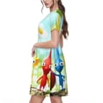 thumbnail image 4 of Lsque Pikmin Print Women's Casual Dress T-Shirt Summer Short Sleeve Scoop Neck Swing Dresses, 4 of 7