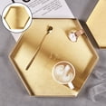 thumbnail image 4 of 2 uds exquisita forma geométrica de material acero inoxidable oro decorativo para servir bandeja joyería piel Perfume organizador boda BLESIY Bandeja de almacenamiento, 4 of 8
