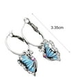 thumbnail image 4 of Ayyufe Women 1Pair Blue Crystal Rhinestone Enamel Butterfly Dangle Hoop Earrings Earbob, 4 of 6