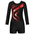thumbnail image 3 of TSSOE Kids Girls Long Sleeve Gymnastics Dance Leotard Sparkly Bodysuit Biketard Top with Shorts Set Swimwear Red 10, 3 of 5