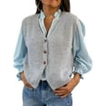 thumbnail image 1 of Gupgi Knit Tank Tops for Women Button Front V-Neck Basic Tops Casual Solid Color Sleeveless Sweater Vest, 1 of 8