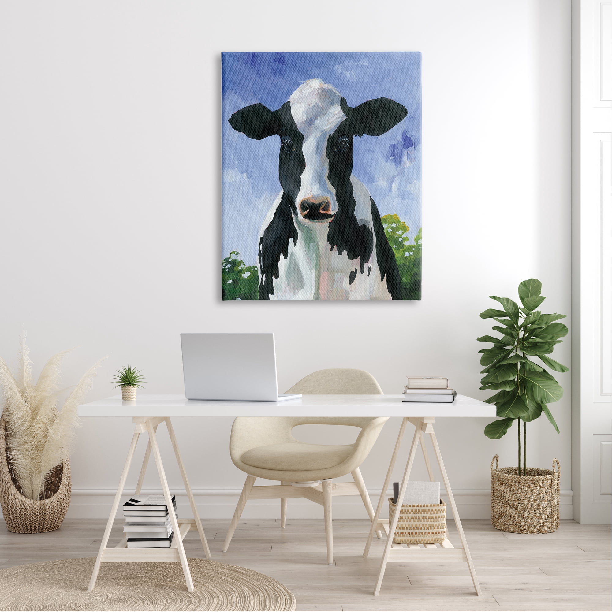 Stupell Industries Farmland Cow Cattle Country Painting Blue Sky Canvas Wall Art, 36 x 48, Design by Caverly Smith