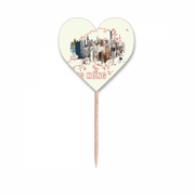 Hong Kong Urban Construction Environment Toothpick Flags Heart Lable Cupcake Picks