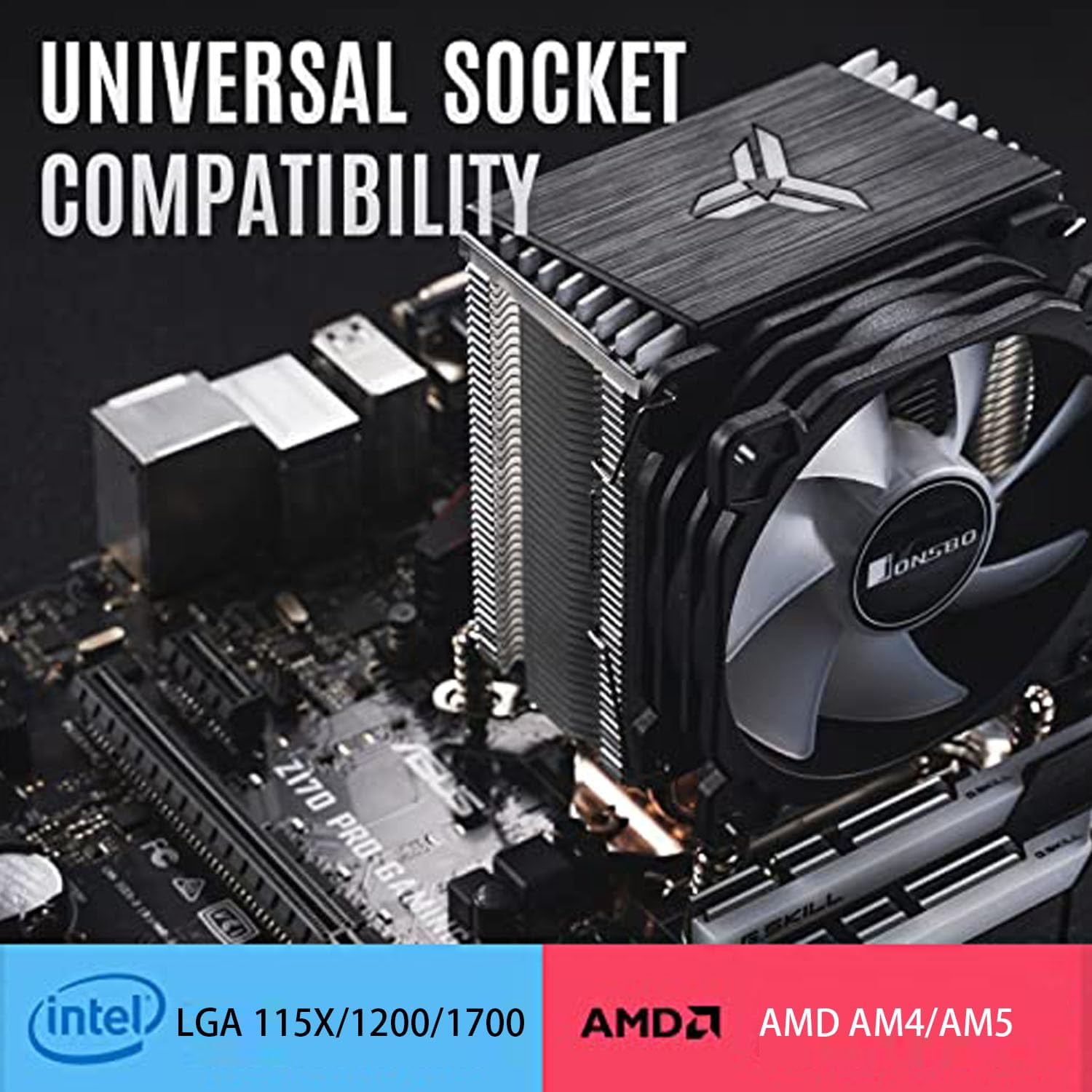 CR1400 RGB CPU Air Cooler, 92mm PWM Cooler with 4 Heat Pipes, Removable Computer PC Fans Easy to Install, Quiet Rainbow Cooling Fan for Intel LGA 1851/1700/1200/1151, AMD AM4 AM5, Black