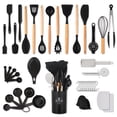 thumbnail image 2 of HEESEM 43 Pcs Silicone Kitchen Utensils Set with Wooden Handles, Heat Resistant Nonstick Spatula & Cooking Tools with Holder Black, 2 of 10