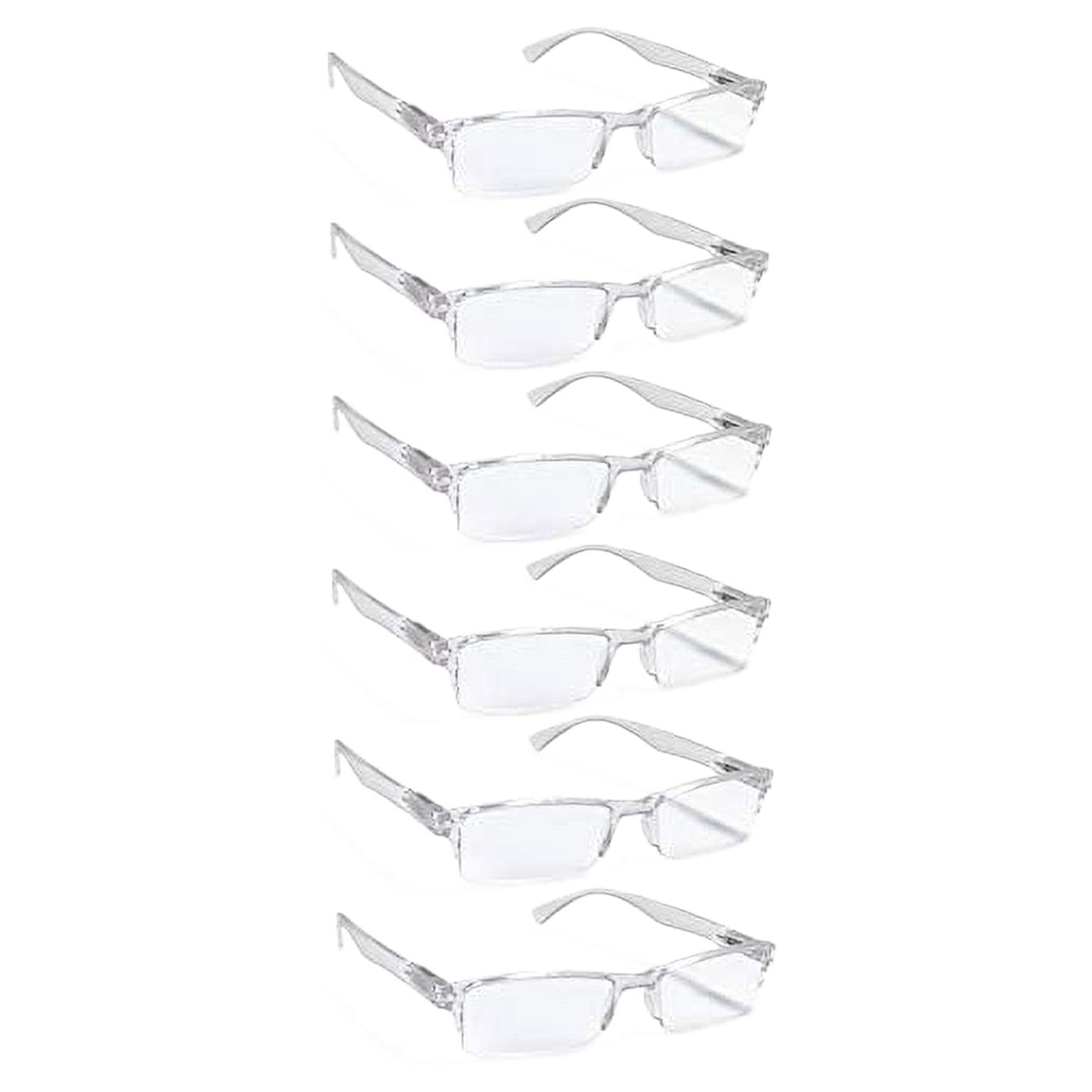 6 Pack Reading Glasses by BOOST EYEWEAR, Clear Half Rim Frames, for Men and Women, with Comfort Spring Loaded Hinges, Clear, 6 Pairs (+1.00)