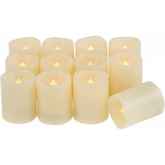 EcoGecko Set of 12 Flameless LED Votive Candles with Remote and Timer (4, 5, 6 and 8-hour timer options) LED Tealights - Indoor Outdoor Flickering Candles, Battery Operated