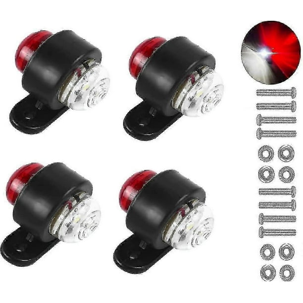 4 Pack Led Side Marker Lights, 12-24v White Red Double Sided Warning Lamp, Truck Trailer Parking Light Clearance Lights