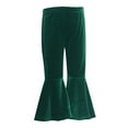 thumbnail image 2 of BLTIBY Flare Pants for Girls High Waist Velvet Stretch Pants Toddler Comfortable Fashion Lightweight Yoga Trousers Green 2-3 Years, 2 of 3