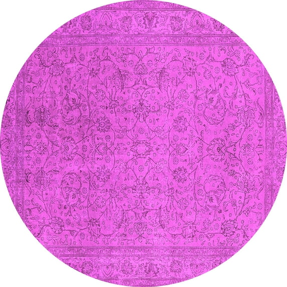 Ahgly Company Indoor Round Oriental Pink Industrial Area Rugs, 5' Round