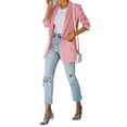 thumbnail image 4 of Langwyqu Long Sleeve Solid Color Women V-Neck Buttons Blazer Coat, 4 of 5