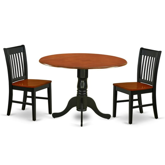 East West Furniture Dining Room Set Black & Cherry, DLNO3-BCH-W