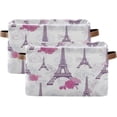 thumbnail image 2 of Coolnut Purple Eiffel Tower Large Square Storage Basket Bin with Handles 1PCS, Foldable Multi Functional Closet Storage Box Shelf Basket for Storing Toys, Books and Clothes Decor Gifts, 2 of 7