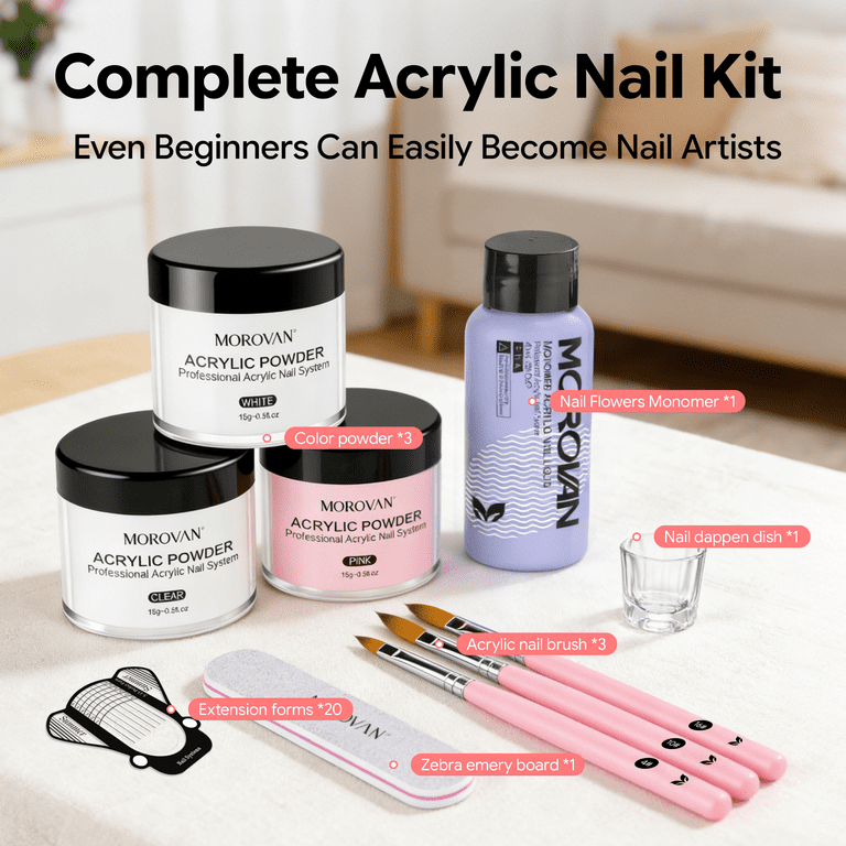 Morovan Acrylic Nail Kit with Powders, Liquid & Tools photo 8