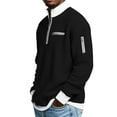 thumbnail image 4 of Domuza 2026 Mens Quarter Zip Pullover 1/4 Zip Casual Mock Neck Golf Sweatshirts Collared Textured Shirts with Pockets Black L, 4 of 9