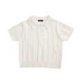 thumbnail image 3 of Toddler Boys Short Sleeve Knit Polo Shirt Ribbed Sweater Top Collared Pullover Button Placket Casual Regular Fit School Uniform, 3 of 6