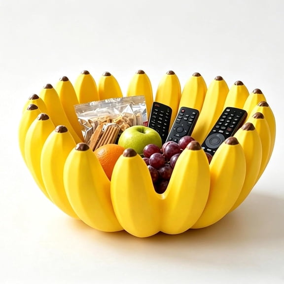 Creative Banana Shape Fruit Bowl, Novelty Banana Petal Fruit Storage Tray, Multifunctional Kitchen Counter Organizer for Fruits Snacks, Cute Funny Decorative Fruits Basket for Home Table Decor(6in)M