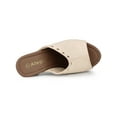 thumbnail image 4 of BLISSFUL STEP Chaussures pour Femmes à Plateforme à Talons Épais à Bout Ouvert à Rivets en Faux Suède Sandales à Enfiler Beige 8.5, 4 of 7