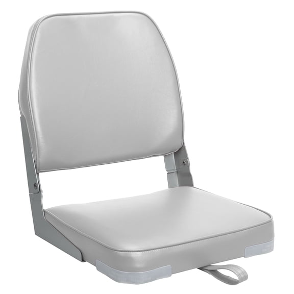 Low Back Boat Seats Fold-Down Fishing Boat Seat with Backrest Foldable Boat Chair Marine Bass Jon Boat Seats Canoe Seat, 1 Pack, Light Gray