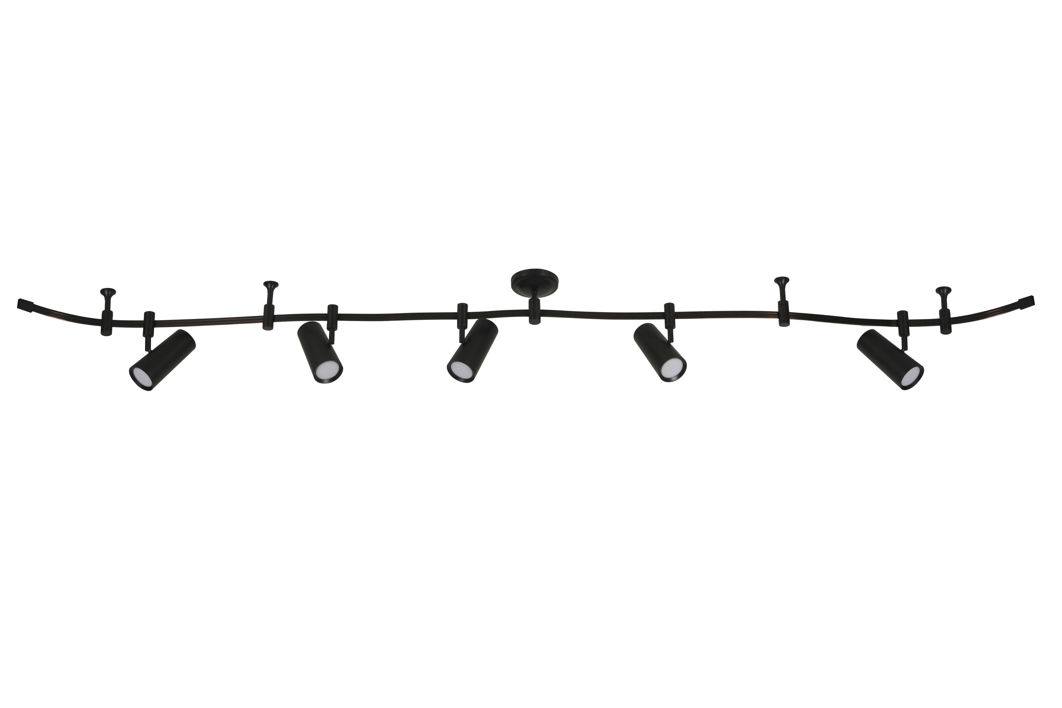 Catalina Lighting Ellipse Flex Track 5-Light Dimmable LED Track Light with 8' Adjustable Track Rail Modern Light Fixture for Kitchen, Living Room, Bedroom, or Office, 3000K, Black