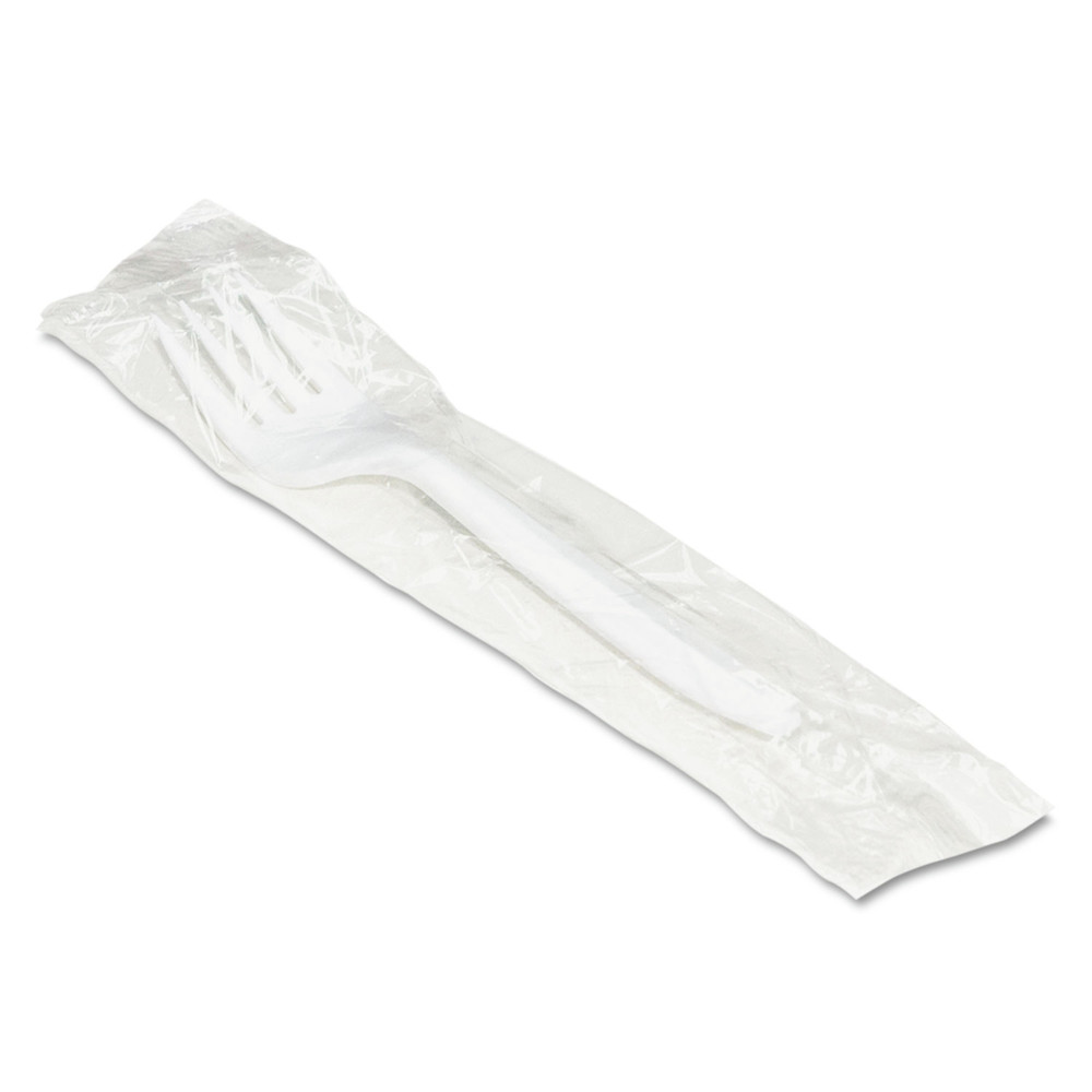 Wrapped Mediumweight Polypropylene Forks - White (1000/Carton)