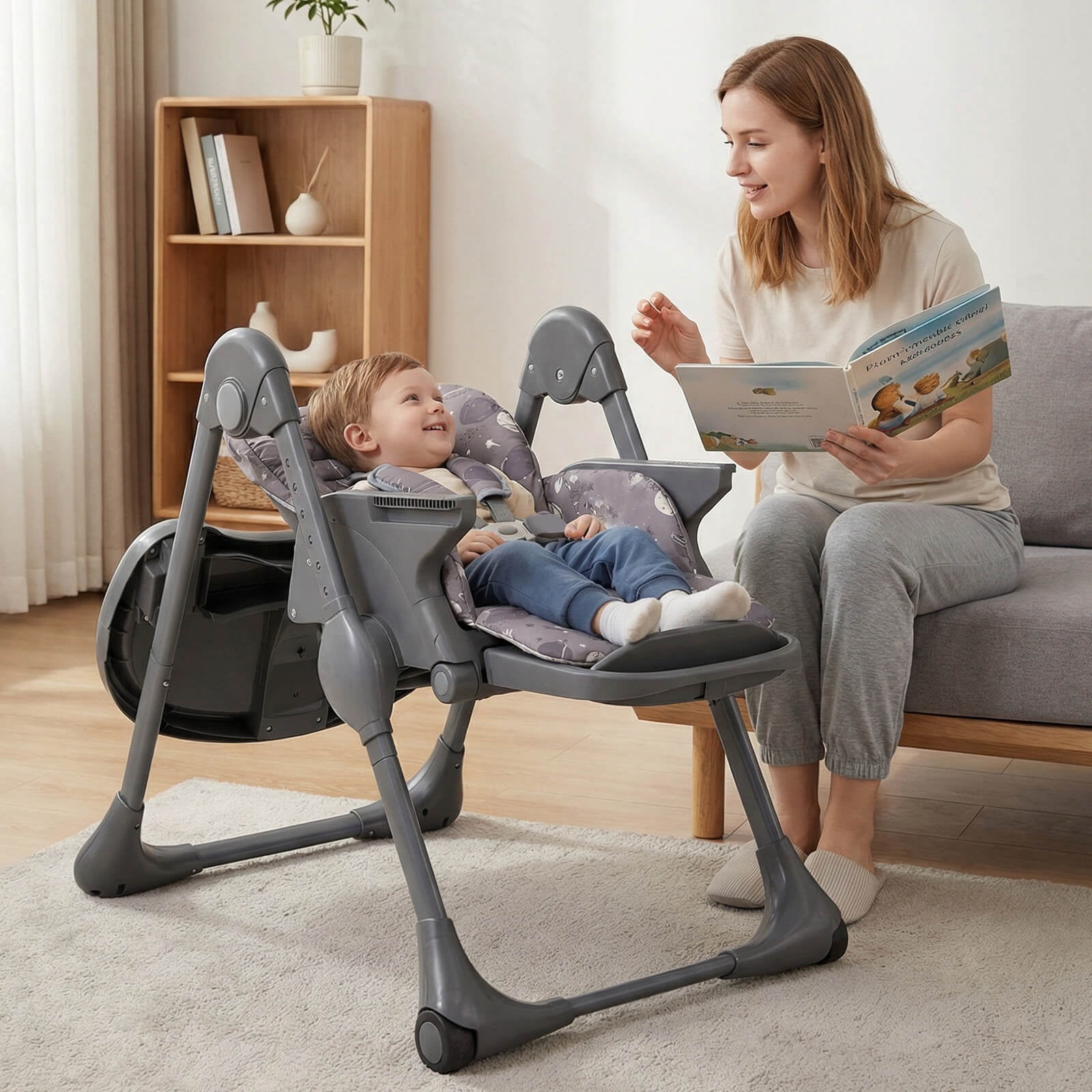 Babyjoy Foldable High Chair with Detachable Cushion, High Chair for Babies and Toddlers