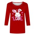 thumbnail image 4 of Camisetas Casuales de las Mujeres Impresas 3/4 Manga Cuello Redondo Blusa, Moda Ligera Superior para el Hogar Y el Uso Diario, Cómoda Imitación de la Tela Del Estante, 4 of 8