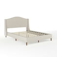 thumbnail image 2 of Martha Stewart Amelia Full Upholstered Platform Bed with Curved Headboard and Cushioned Siderails, Wood Slat Foundation with No Box Spring Needed, Beige, 2 of 11