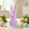 thumbnail image 5 of Artificial Flocked Easter Bunny Figurine - Easter Rabbit Statue with Satin Bow | Decorative Tabletop Accents for Spring & Holiday Celebrations, 5 of 6