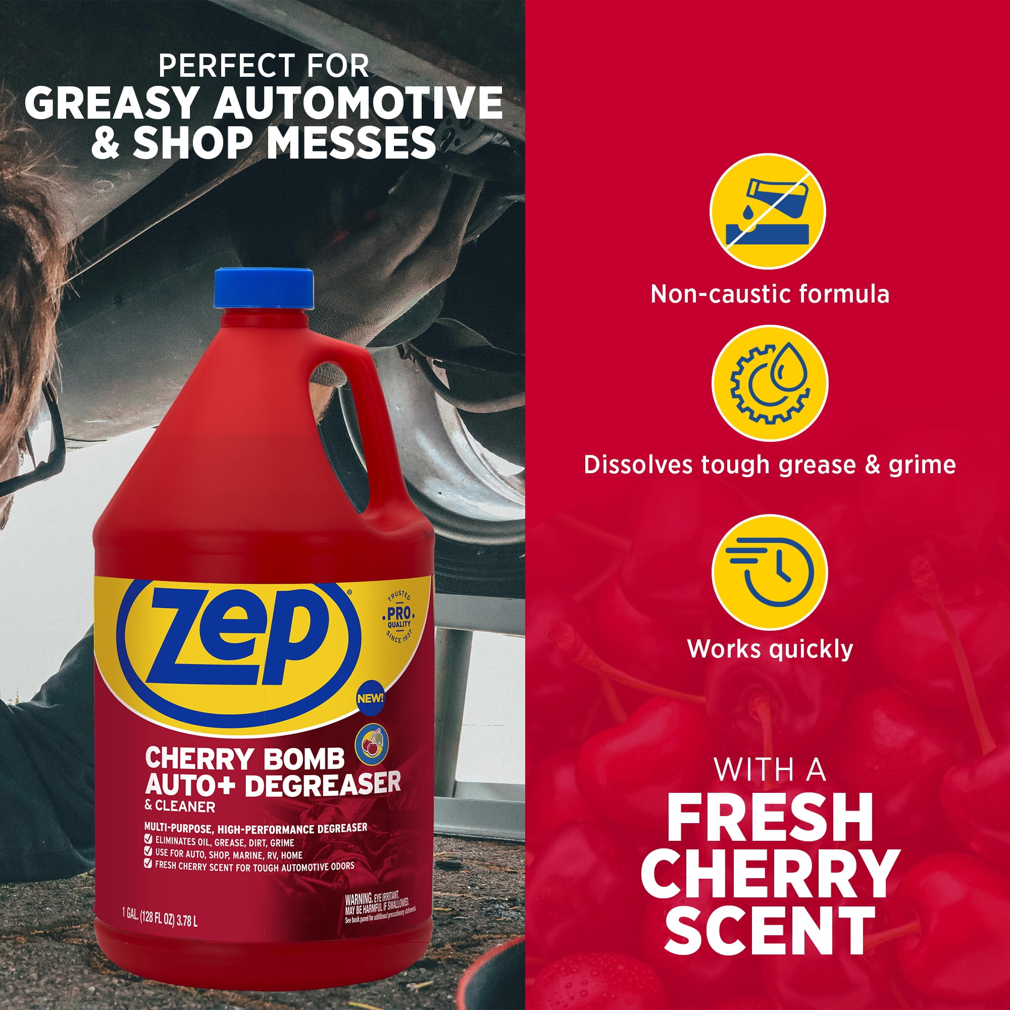 Zep Cherry Bomb Automotive Degreaser, 128 oz, for Auto/RV/Boat, Garage and Home