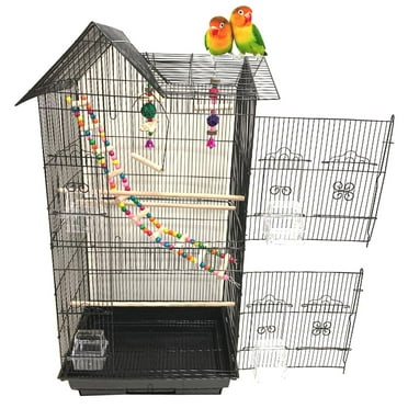 Large Deluxe Flight Bird House Home Travel Cage with Toys and Crossover Ladder for Cockatiels Sun Parakeets Green Cheek Conures Aviary Budgie Finch Lovebird Canary
