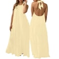 thumbnail image 4 of Efsteb Summer Dresses for Women 2026 Cotton Halter Neck Backless Tie-Back Maxi Dress Sleeveless Loose Beach Dress (Beige,XXL), 4 of 8