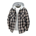 thumbnail image 2 of YFNNUP Men's Big and Tall Flannel Hoodie Shirts Casual Button Down Plaid Shirt Jackets for Men Long Sleeve Hooded Coats with Pocket Black XL, 2 of 4