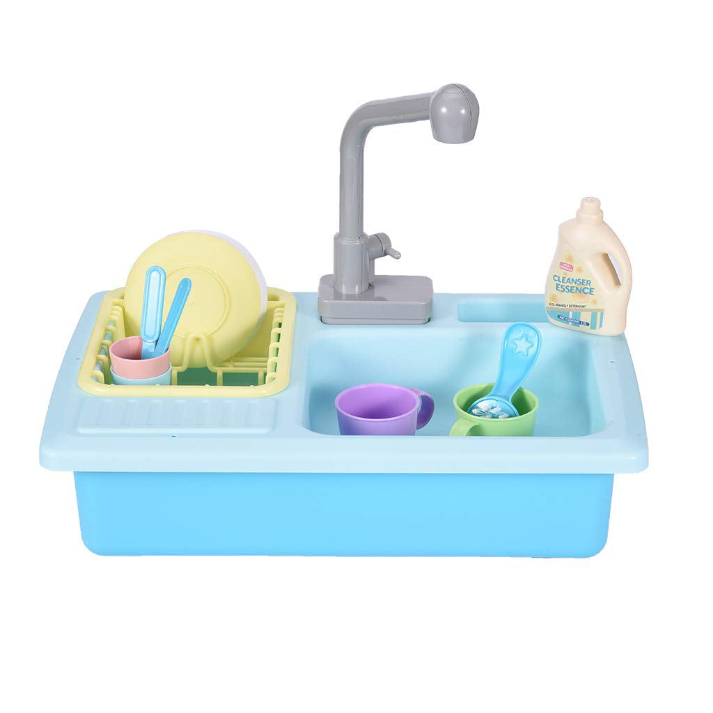 35 Pcs Kitchen Playset Kids Play Kitchen Toy Play Sink with Running Water Gift 