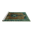 thumbnail image 2 of Ahgly Company Machine Washable Indoor Square Persian Turquoise Blue Traditional Area Rugs, 3' Square, 2 of 4