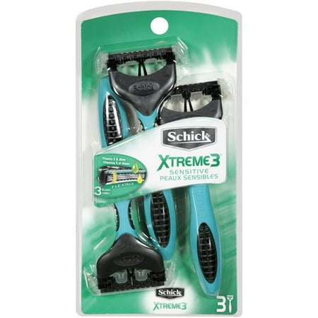 Schick Xtreme3 Sensitive Skin Men's Disposable Razor, 3 Count