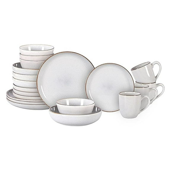 Stoneware Dinnerware Set, 20pc Nordic Style - White Speckled, Service for 4