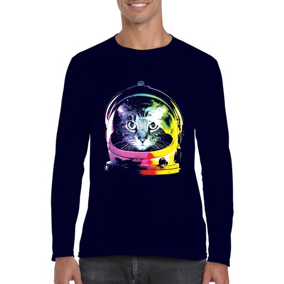 Artix - Mens Long Sleeve T-Shirts, up to Size 5XL - Space Cat