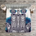 thumbnail image 3 of Ambesonne Hamsa Quilted Bedspread Set 3 Pcs, Rich Ornaments, King Size, Blue Indigo White, 3 of 3