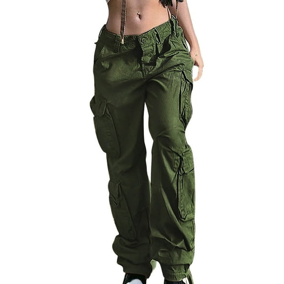 ZQUUVOU Women's Jean Pants Color Loose And Comfortable Casual Pants Olive Green