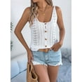 thumbnail image 3 of Dycnvjo Women Knit Sweater Vest Tops Y2k Button Front V-Neck Sleeveless Crochet Going Out Tank Top Streetwear White XL, 3 of 7