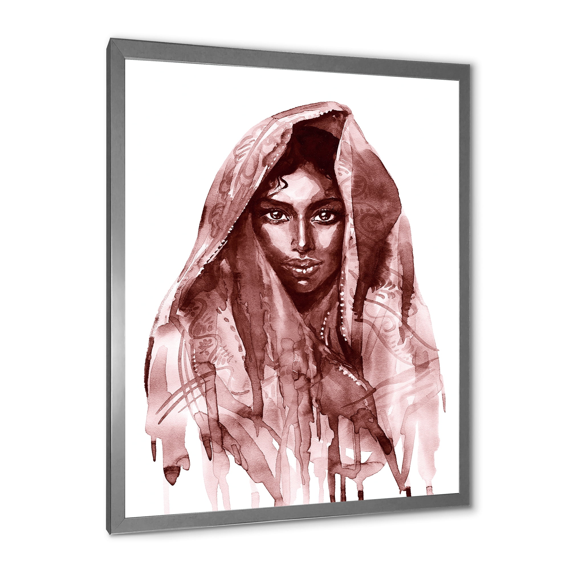 Designart 'Black and White Portrait of Young Indian Woman II' Modern Framed Art Print
