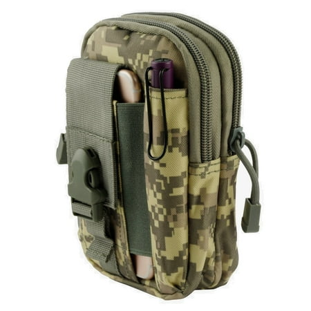 ZTE Prelude + Plus (Cricket) Pouch - Tactical EDC MOLLE Utility Gadget Holder Pack Belt Clip Waist Bag Phone Carrying Holster - (ACU Camo) and Atom Cloth for ZTE Prelude + Plus