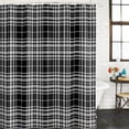 thumbnail image 4 of 54x78 Inch Shower Curtain Decorative Buffalo Plaid Bathtub Bath Curtains Fabric Waterproof Bathroom Decor, Black White Gray Farmhouse Gingham Striped Small Stall Shower Curtain Set with 12 Hooks, 4 of 7