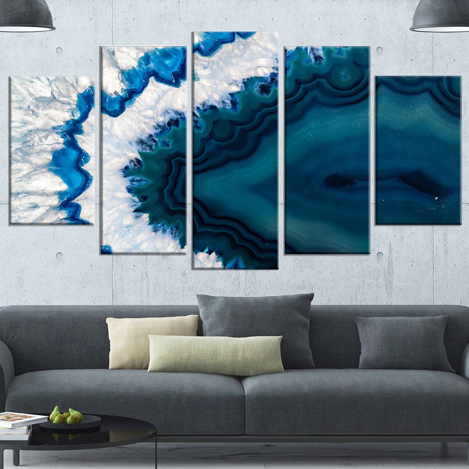 Design Art Blue Brazilian Geode Abstract Canvas Wall Art Print