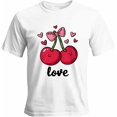 thumbnail image 1 of Camisetas informales de manga corta con estampado de cerezas para hombre, para el Día de San Valentín, 1 of 8